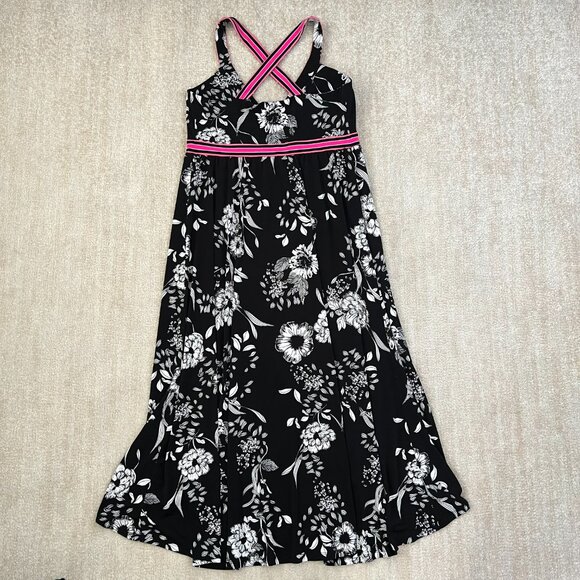 3 for $6 INC Summer Floral Faux Wrap Black White Dress L - Picture 4 of 8